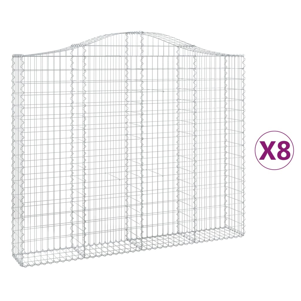 vidaXL Coșuri gabion arcuite 8 buc, 200x30x160/180 cm, fier galvanizat vidaXL Coșuri gabion arcuite 8 buc, 200x30x160/180 cm, fier galvanizat