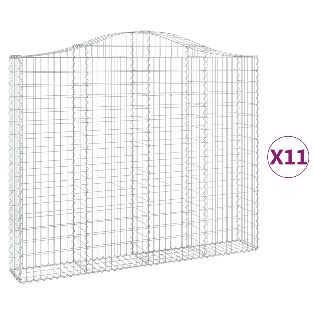 vidaXL Coș gabion arcuit, 11 buc, 200x30x160/180 cm, fier galvanizat vidaXL Coș gabion arcuit, 11 buc, 200x30x160/180 cm, fier galvanizat