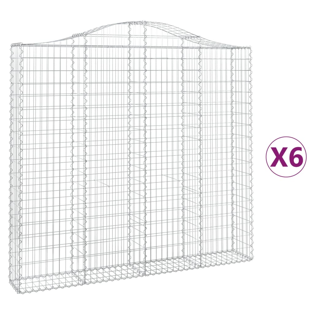 vidaXL Coșuri gabion arcuite 6 buc, 200x30x180/200cm, fier galvanizat vidaXL Coșuri gabion arcuite 6 buc, 200x30x180/200cm, fier galvanizat