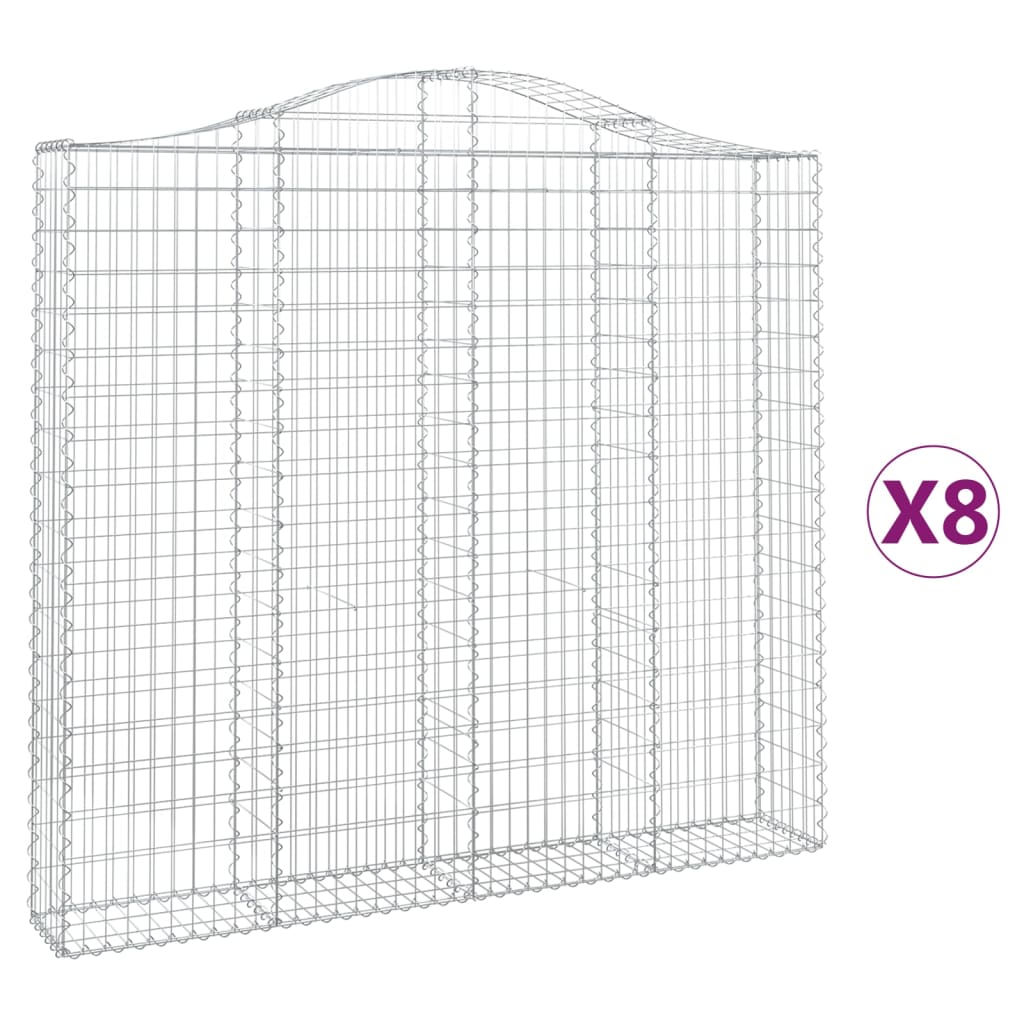 vidaXL Coșuri gabion arcuite 8 buc, 200x30x180/200cm, fier galvanizat vidaXL Coșuri gabion arcuite 8 buc, 200x30x180/200cm, fier galvanizat