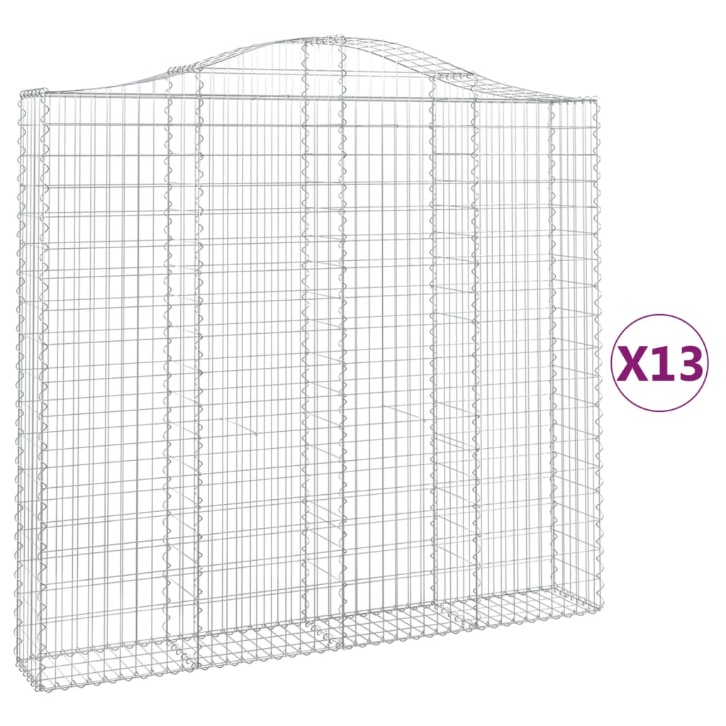 vidaXL Coșuri gabion arcuite 13 buc, 200x30x180/200cm, fier galvanizat