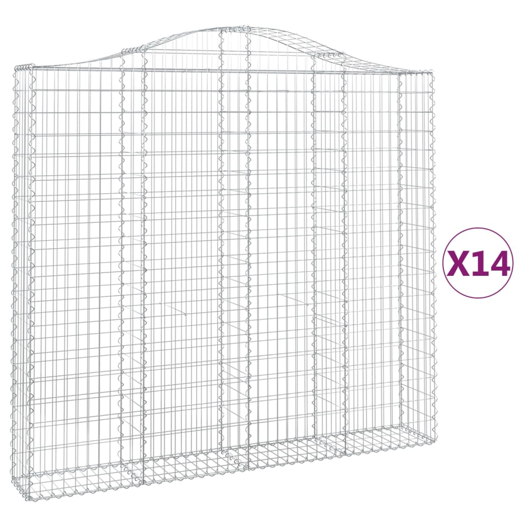 vidaXL Coșuri gabion arcuite 14 buc, 200x30x180/200cm, fier galvanizat