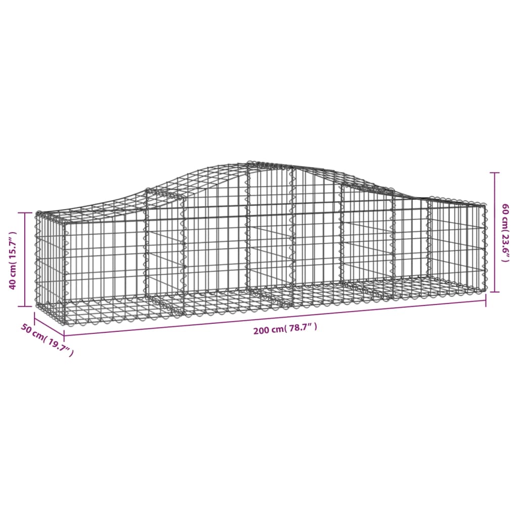 vidaXL Coșuri gabion arcuite 10 buc, 200x50x40/60 cm, fier galvanizat vidaXL Coșuri gabion arcuite 10 buc, 200x50x40/60 cm, fier galvanizat