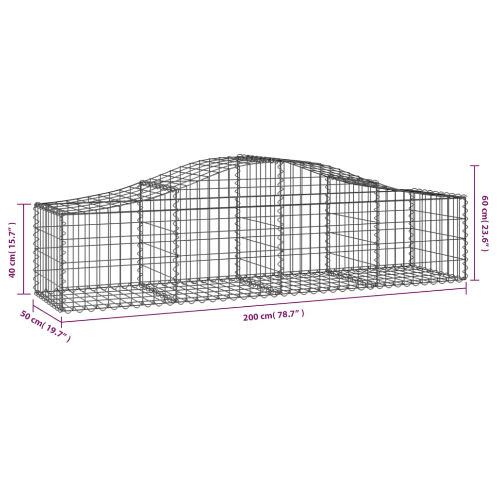 vidaXL Coșuri gabion arcuite 14 buc, 200x50x40/60 cm, fier galvanizat vidaXL Coșuri gabion arcuite 14 buc, 200x50x40/60 cm, fier galvanizat