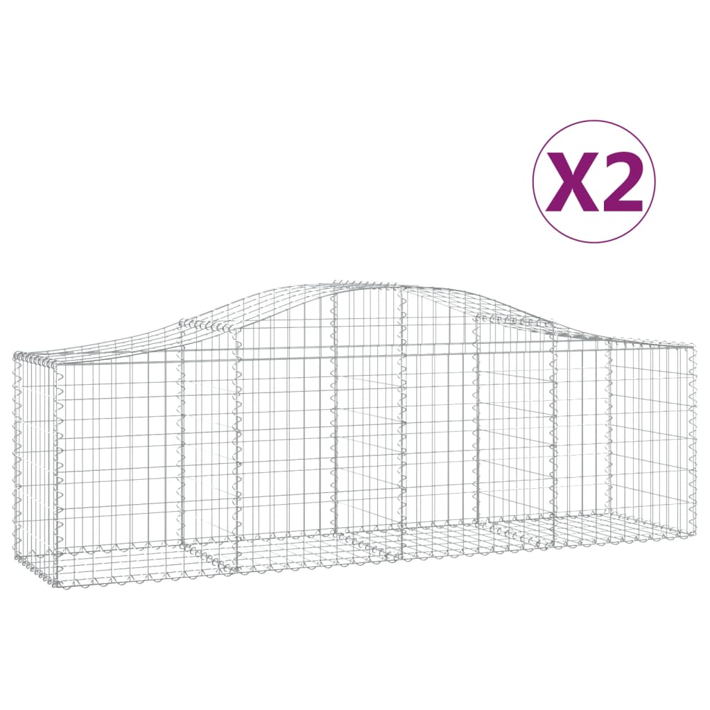 vidaXL Coșuri gabion arcuite 2 buc, 200x50x60/80 cm, fier galvanizat vidaXL Coșuri gabion arcuite 2 buc, 200x50x60/80 cm, fier galvanizat