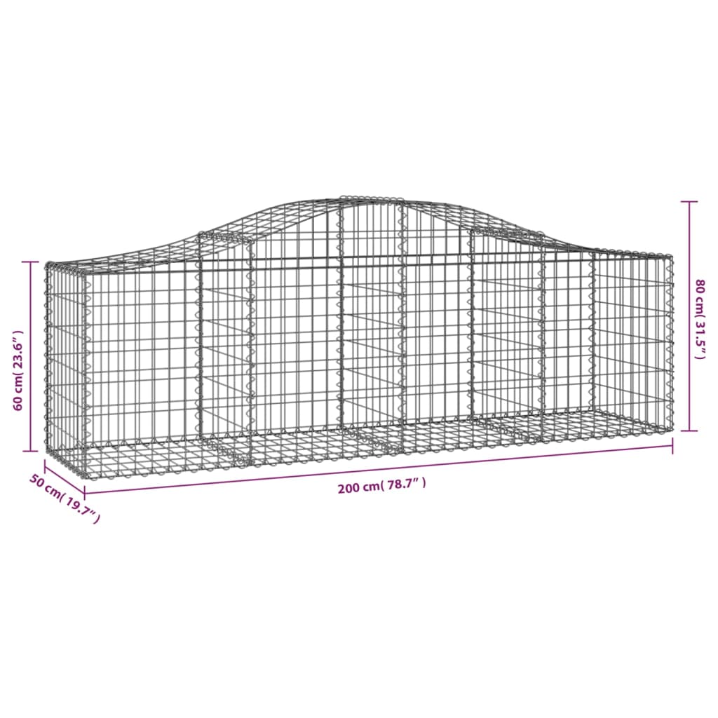 vidaXL Coșuri gabion arcuite 11 buc, 200x50x60/80 cm, fier galvanizat vidaXL Coșuri gabion arcuite 11 buc, 200x50x60/80 cm, fier galvanizat