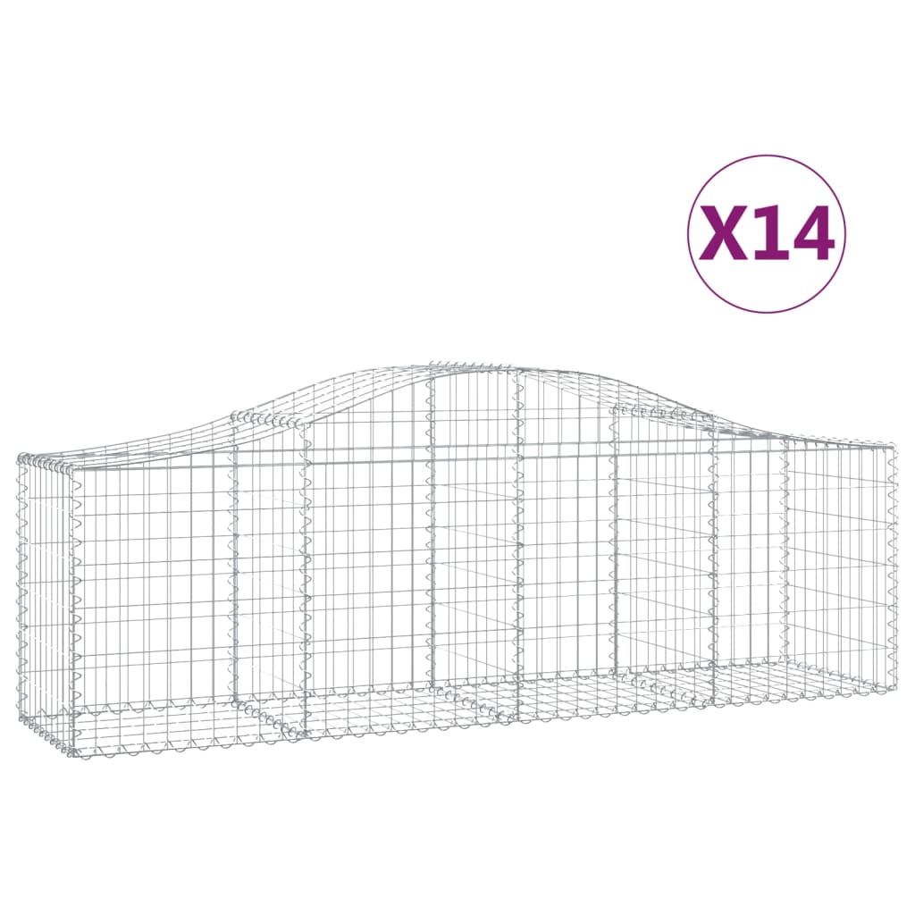 vidaXL Coșuri gabion arcuite 14 buc, 200x50x60/80 cm, fier galvanizat
