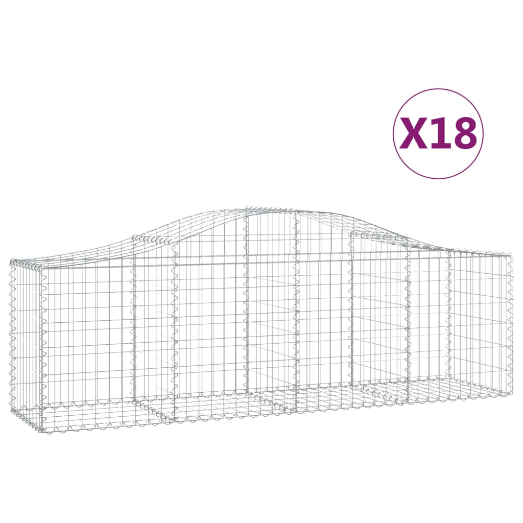 vidaXL Coșuri gabion arcuite 18 buc, 200x50x60/80 cm, fier galvanizat vidaXL Coșuri gabion arcuite 18 buc, 200x50x60/80 cm, fier galvanizat