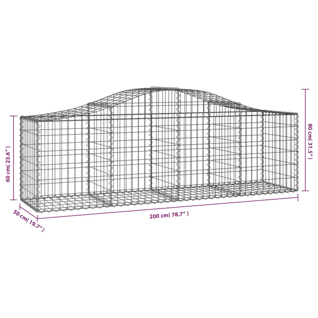 vidaXL Coșuri gabion arcuite 18 buc, 200x50x60/80 cm, fier galvanizat vidaXL Coșuri gabion arcuite 18 buc, 200x50x60/80 cm, fier galvanizat