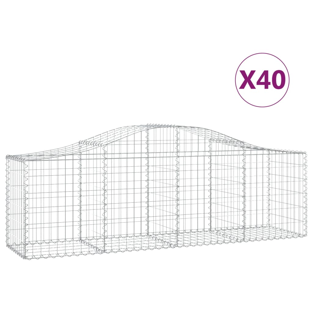 vidaXL Coșuri gabion arcuite 40 buc, 200x50x60/80 cm, fier galvanizat vidaXL Coșuri gabion arcuite 40 buc, 200x50x60/80 cm, fier galvanizat