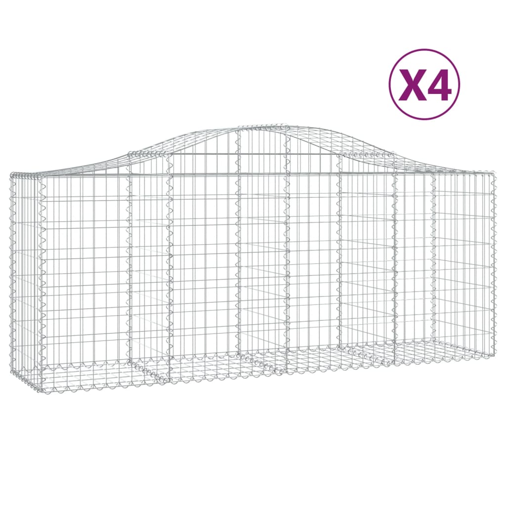 vidaXL Coșuri gabion arcuite 4 buc, 200x50x80/100 cm, fier galvanizat vidaXL Coșuri gabion arcuite 4 buc, 200x50x80/100 cm, fier galvanizat