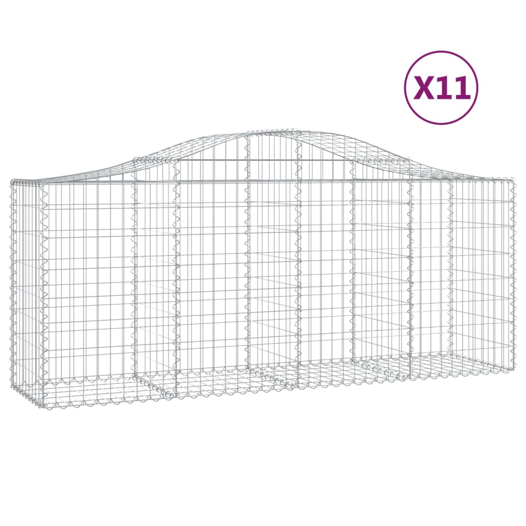 vidaXL Coșuri gabion arcuite 11 buc, 200x50x80/100 cm, fier galvanizat vidaXL Coșuri gabion arcuite 11 buc, 200x50x80/100 cm, fier galvanizat