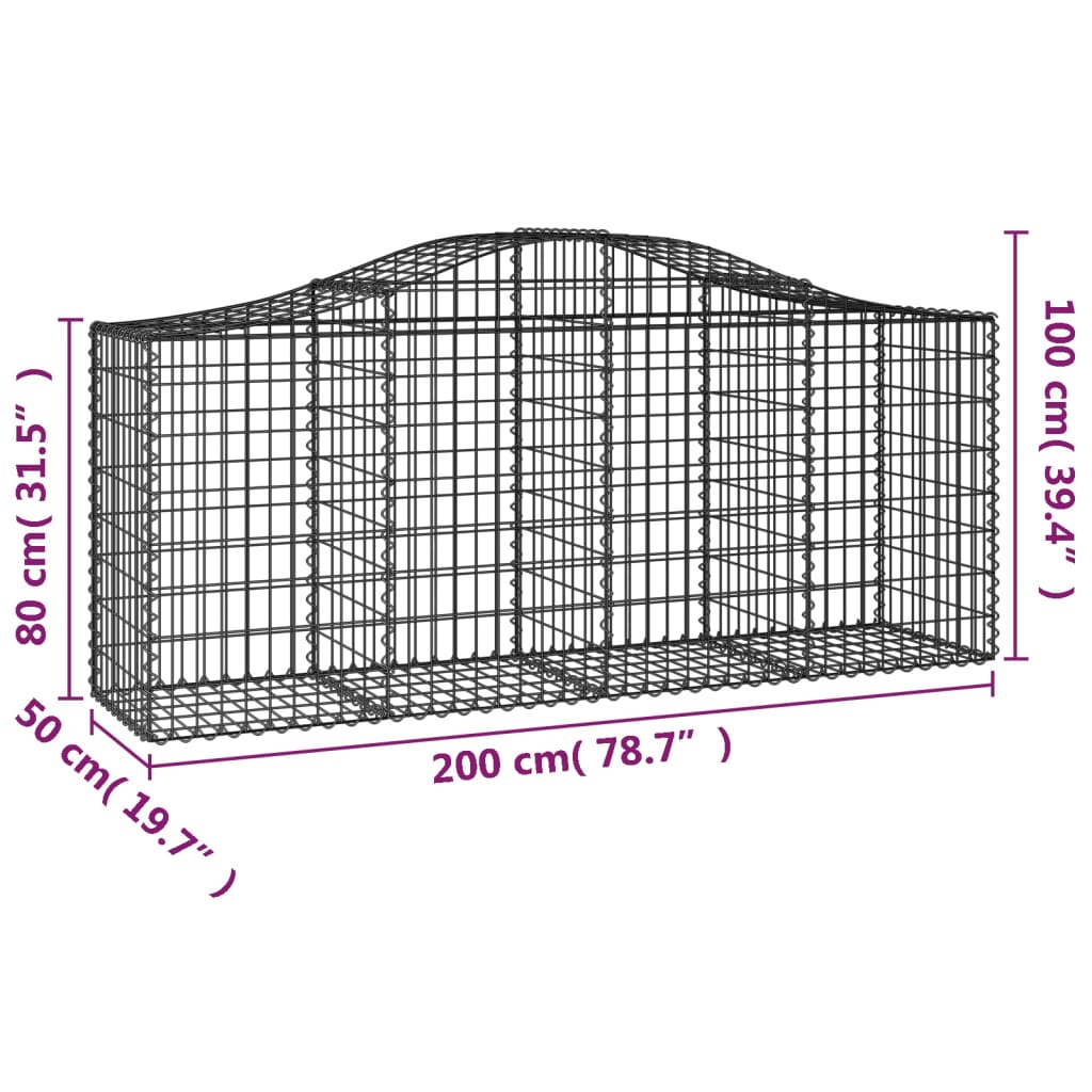 vidaXL Coșuri gabion arcuite 11 buc, 200x50x80/100 cm, fier galvanizat vidaXL Coșuri gabion arcuite 11 buc, 200x50x80/100 cm, fier galvanizat