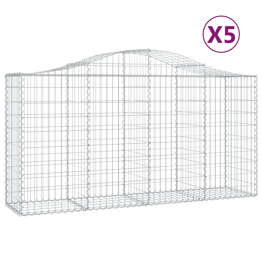 vidaXL Coșuri gabion arcuite 5 buc, 200x50x100/120 cm fier galvanizat vidaXL Coșuri gabion arcuite 5 buc, 200x50x100/120 cm fier galvanizat