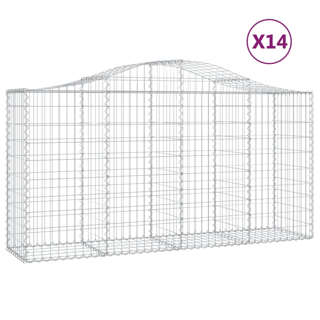 vidaXL Coșuri gabion arcuite 14 buc, 200x50x100/120cm, fier galvanizat vidaXL Coșuri gabion arcuite 14 buc, 200x50x100/120cm, fier galvanizat