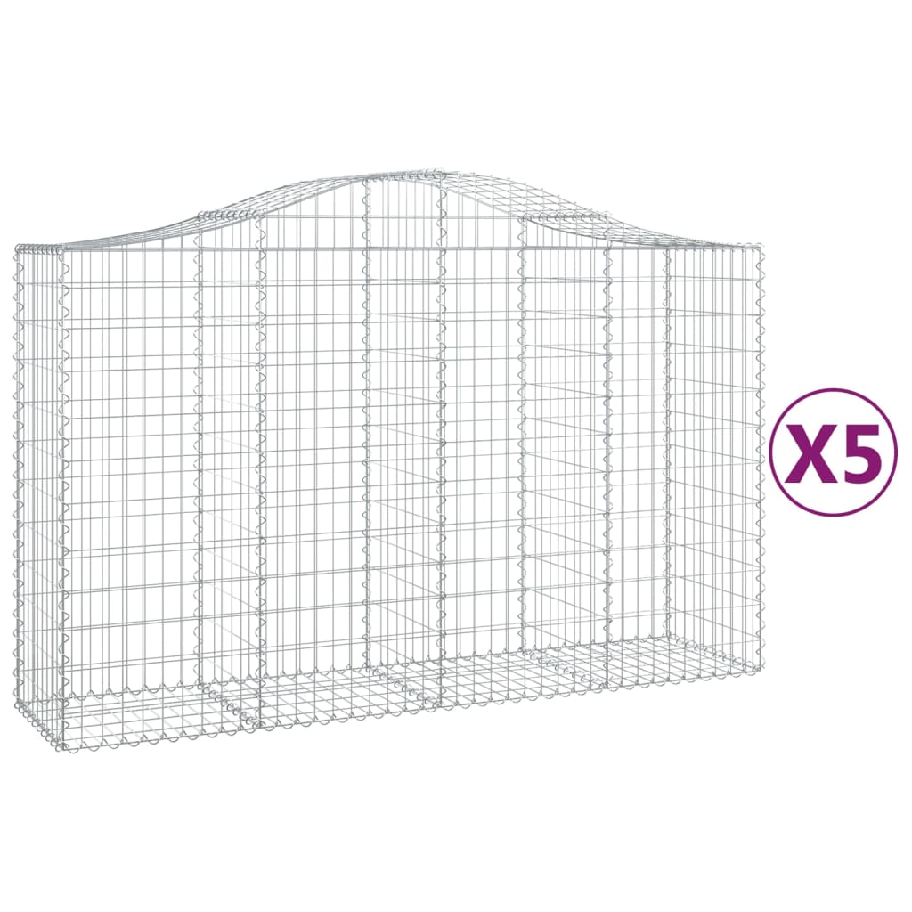 vidaXL Coșuri gabion arcuite 5 buc, 200x50x120/140 cm, fier galvanizat vidaXL Coșuri gabion arcuite 5 buc, 200x50x120/140 cm, fier galvanizat