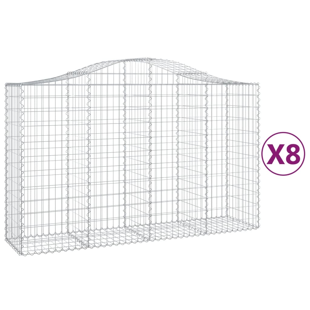 vidaXL Coșuri gabion arcuite 8 buc, 200x50x120/140 cm, fier galvanizat vidaXL Coșuri gabion arcuite 8 buc, 200x50x120/140 cm, fier galvanizat