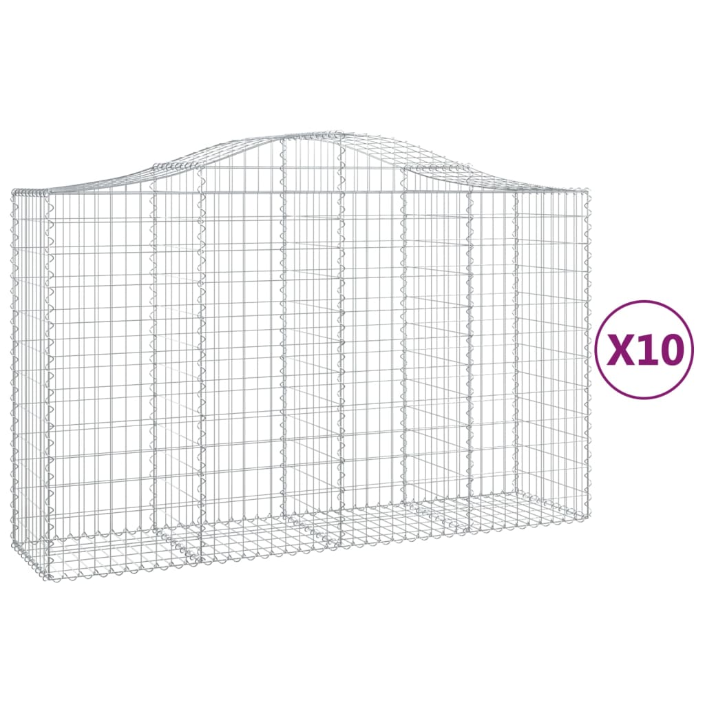 vidaXL Coșuri gabion arcuite 10 buc, 200x50x120/140 cm,fier galvanizat vidaXL Coșuri gabion arcuite 10 buc, 200x50x120/140 cm,fier galvanizat