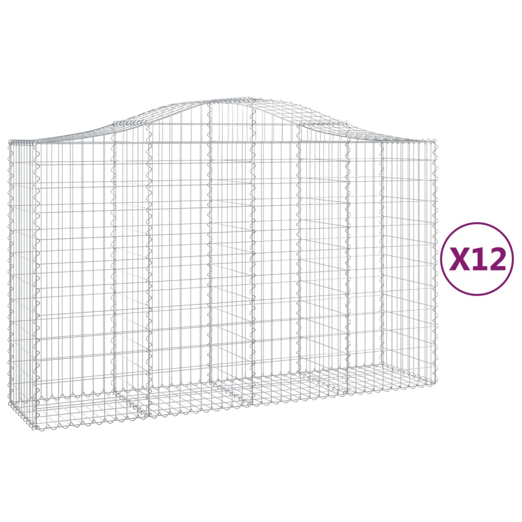 vidaXL Coșuri gabion arcuite 12 buc, 200x50x120/140cm, fier galvanizat vidaXL Coșuri gabion arcuite 12 buc, 200x50x120/140cm, fier galvanizat