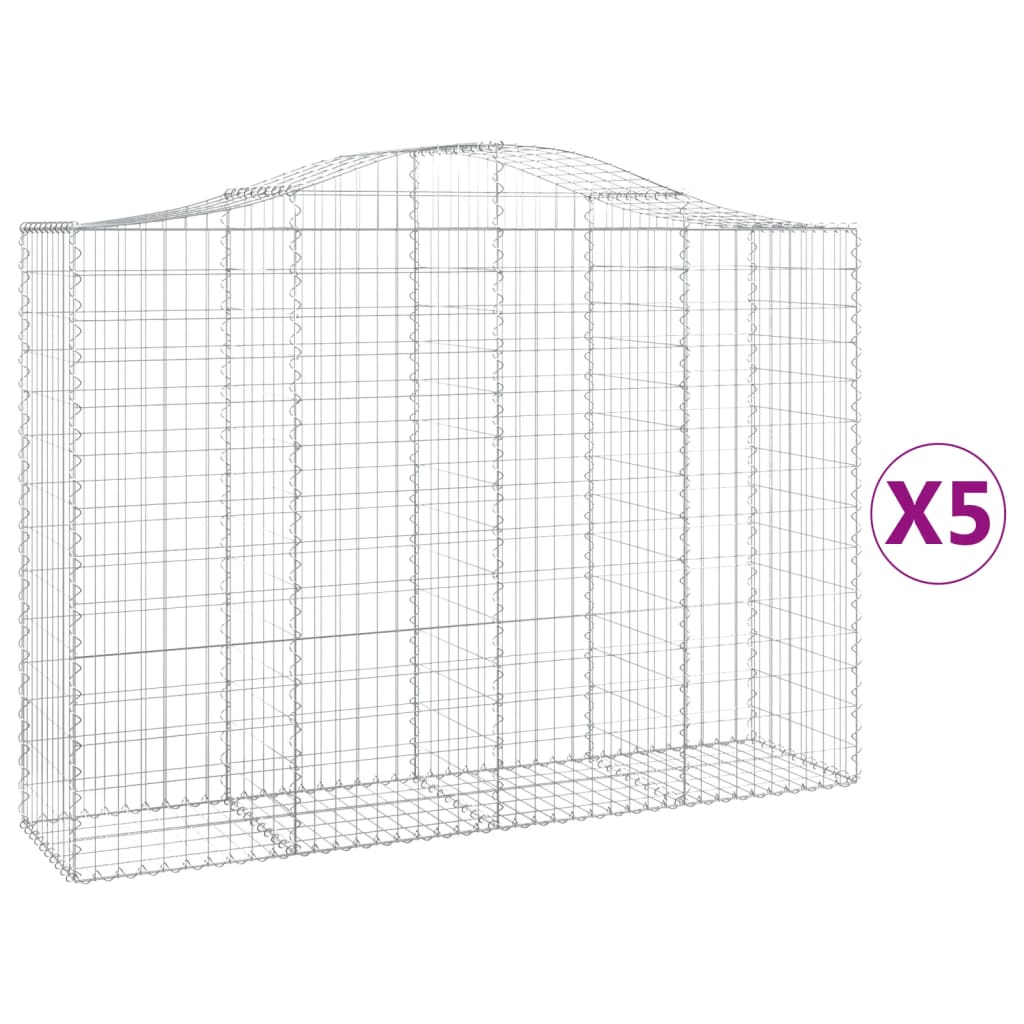 vidaXL Coșuri gabion arcuite 5 buc, 200x50x140/160 cm, fier galvanizat vidaXL Coșuri gabion arcuite 5 buc, 200x50x140/160 cm, fier galvanizat