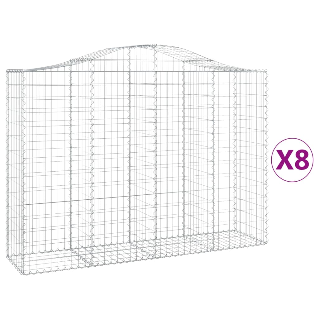 vidaXL Coșuri gabion arcuite 8 buc, 200x50x140/160 cm, fier galvanizat vidaXL Coșuri gabion arcuite 8 buc, 200x50x140/160 cm, fier galvanizat
