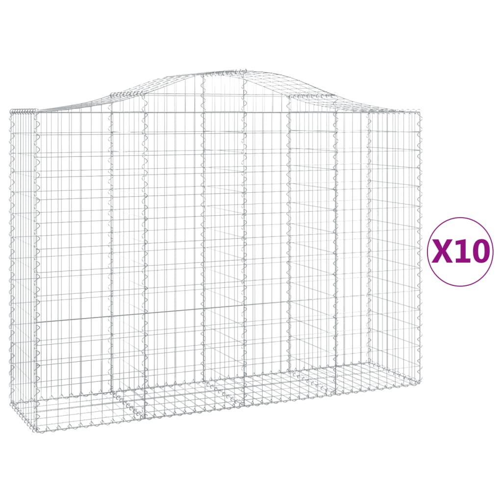 vidaXL Coșuri gabion arcuite 10 buc, 200x50x140/160cm, fier galvanizat