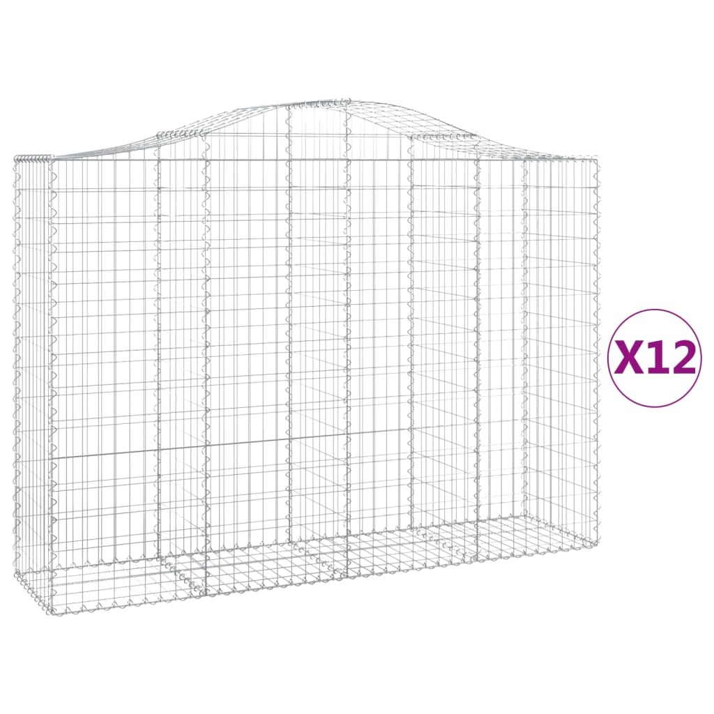 vidaXL Coșuri gabion arcuite 12 buc, 200x50x140/160cm, fier galvanizat vidaXL Coșuri gabion arcuite 12 buc, 200x50x140/160cm, fier galvanizat