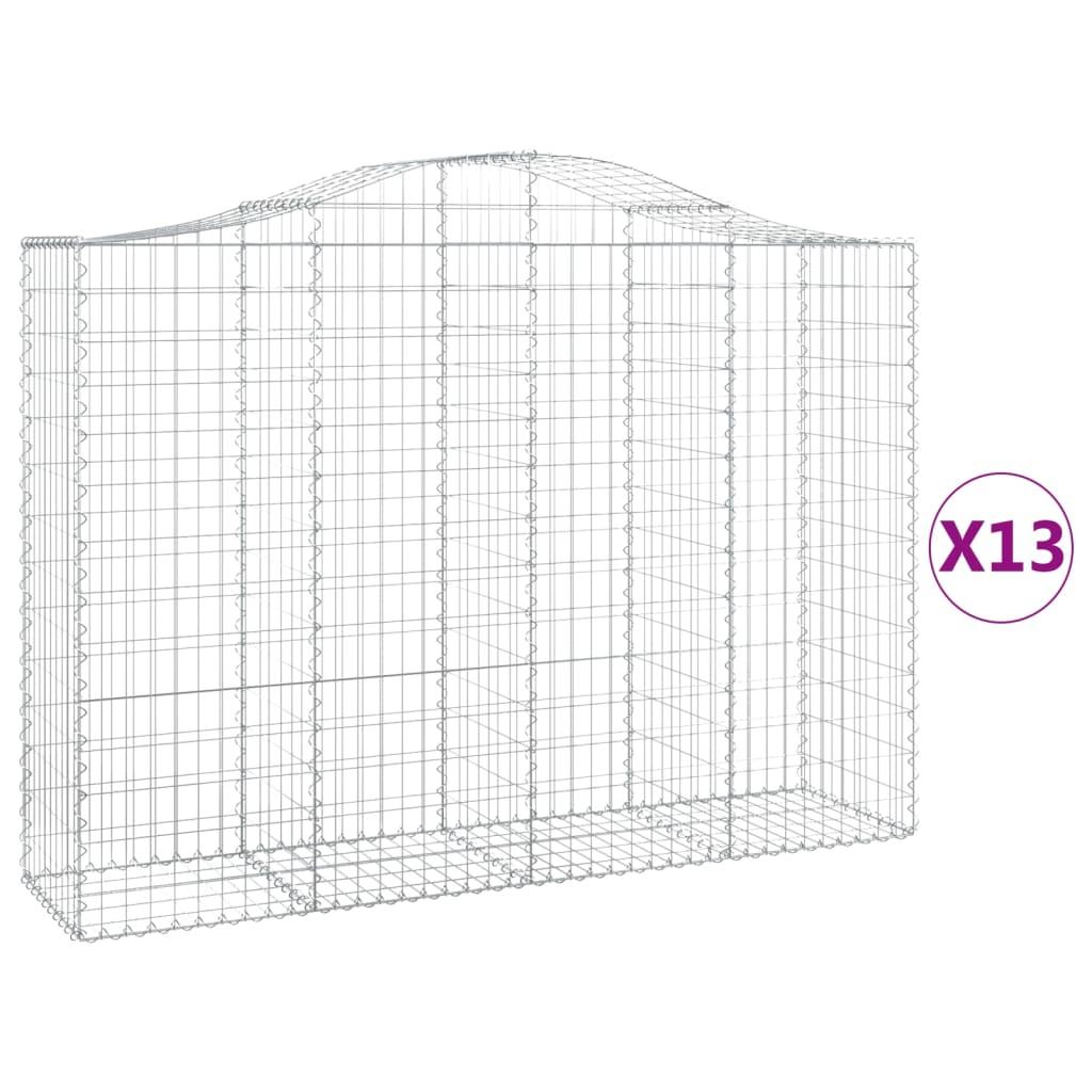 vidaXL Coșuri gabion arcuite 13 buc, 200x50x140/160cm, fier galvanizat vidaXL Coșuri gabion arcuite 13 buc, 200x50x140/160cm, fier galvanizat