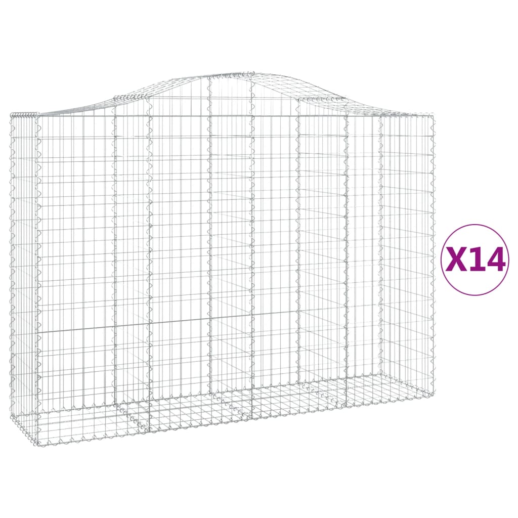 vidaXL Coșuri gabion arcuite 14 buc, 200x50x140/160cm, fier galvanizat vidaXL Coșuri gabion arcuite 14 buc, 200x50x140/160cm, fier galvanizat