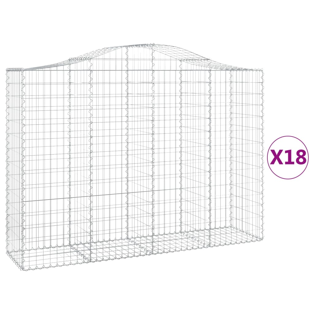 vidaXL Coșuri gabion arcuite 18 buc, 200x50x140/160cm, fier galvanizat