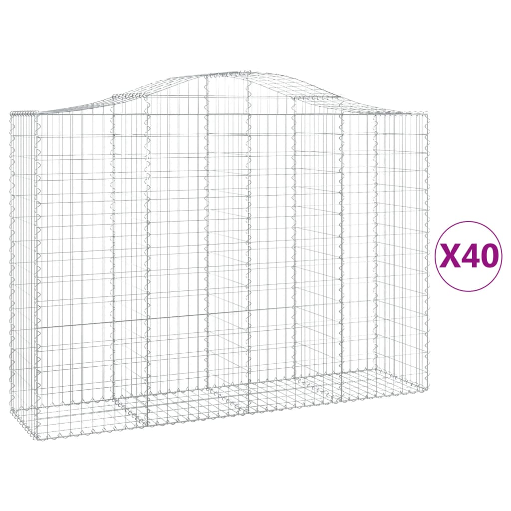 vidaXL Coșuri gabion arcuite 40 buc, 200x50x140/160cm, fier galvanizat vidaXL Coșuri gabion arcuite 40 buc, 200x50x140/160cm, fier galvanizat