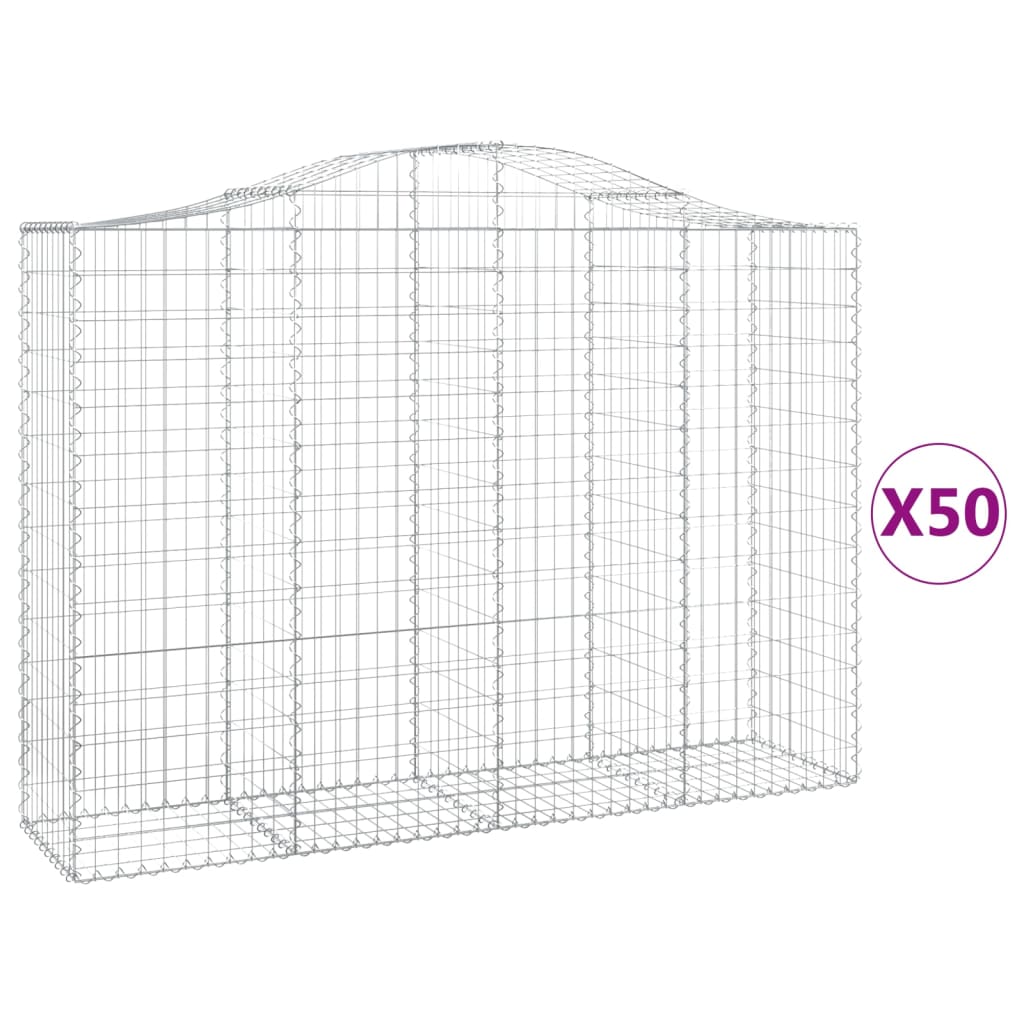 vidaXL Coșuri gabion arcuite 50 buc, 200x50x140/160cm, fier galvanizat vidaXL Coșuri gabion arcuite 50 buc, 200x50x140/160cm, fier galvanizat