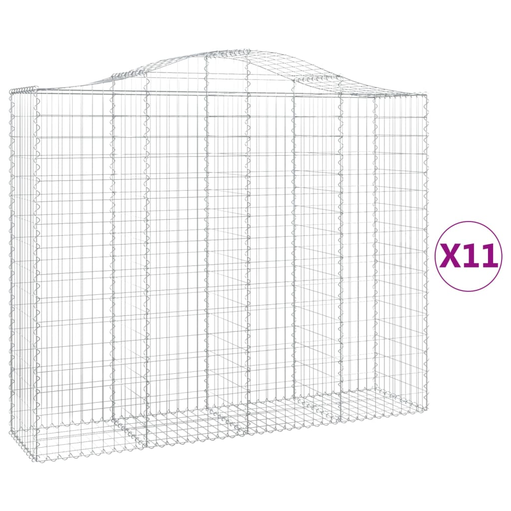 vidaXL Coș gabion arcuit, 11 buc, 200x50x160/180 cm, fier galvanizat vidaXL Coș gabion arcuit, 11 buc, 200x50x160/180 cm, fier galvanizat