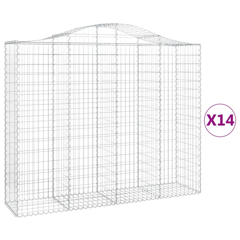 vidaXL Coșuri gabion arcuite 14 buc 200x50x160/180 cm, fier galvanizat