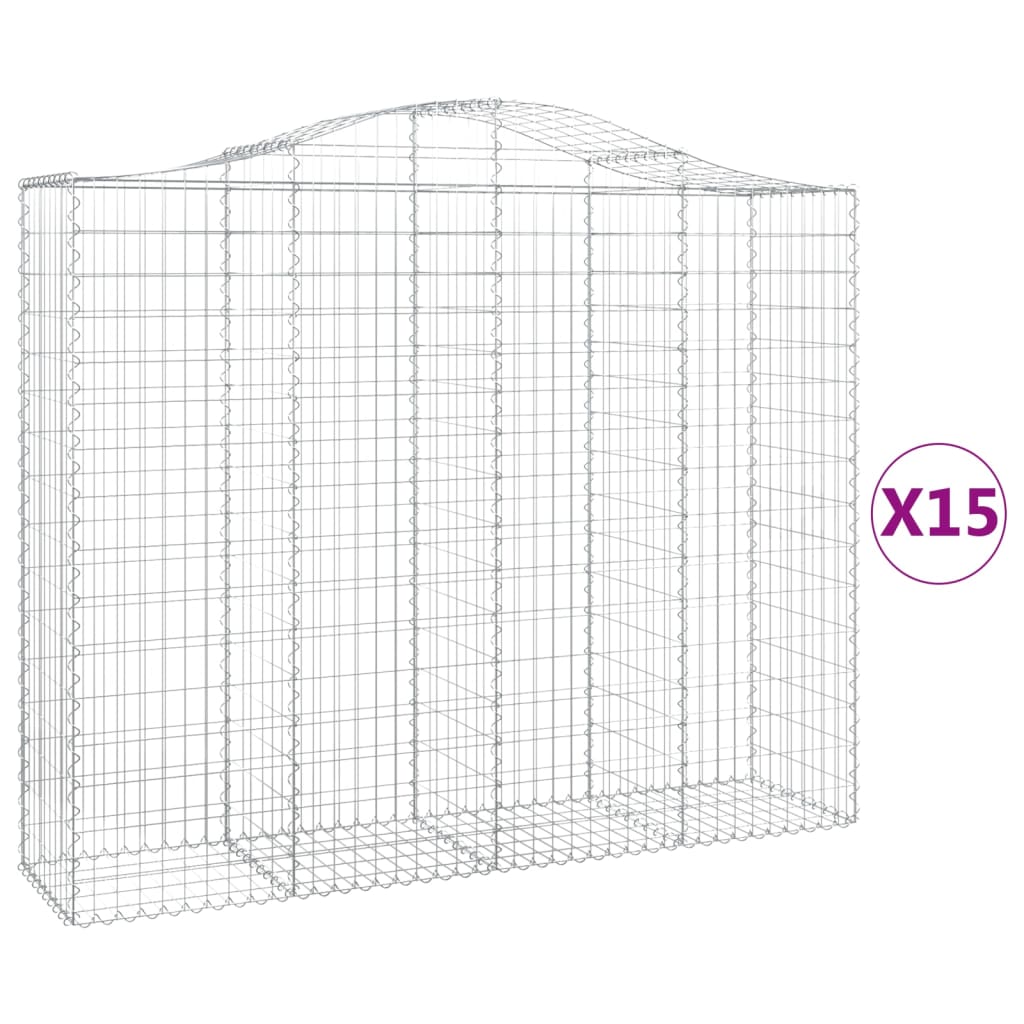 vidaXL Coș gabion arcuit, 15 buc, 200x50x160/180 cm, fier galvanizat vidaXL Coș gabion arcuit, 15 buc, 200x50x160/180 cm, fier galvanizat
