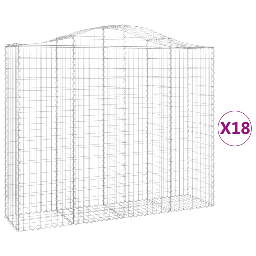 vidaXL Coș gabion arcuit, 18 buc, 200x50x160/180 cm, fier galvanizat vidaXL Coș gabion arcuit, 18 buc, 200x50x160/180 cm, fier galvanizat
