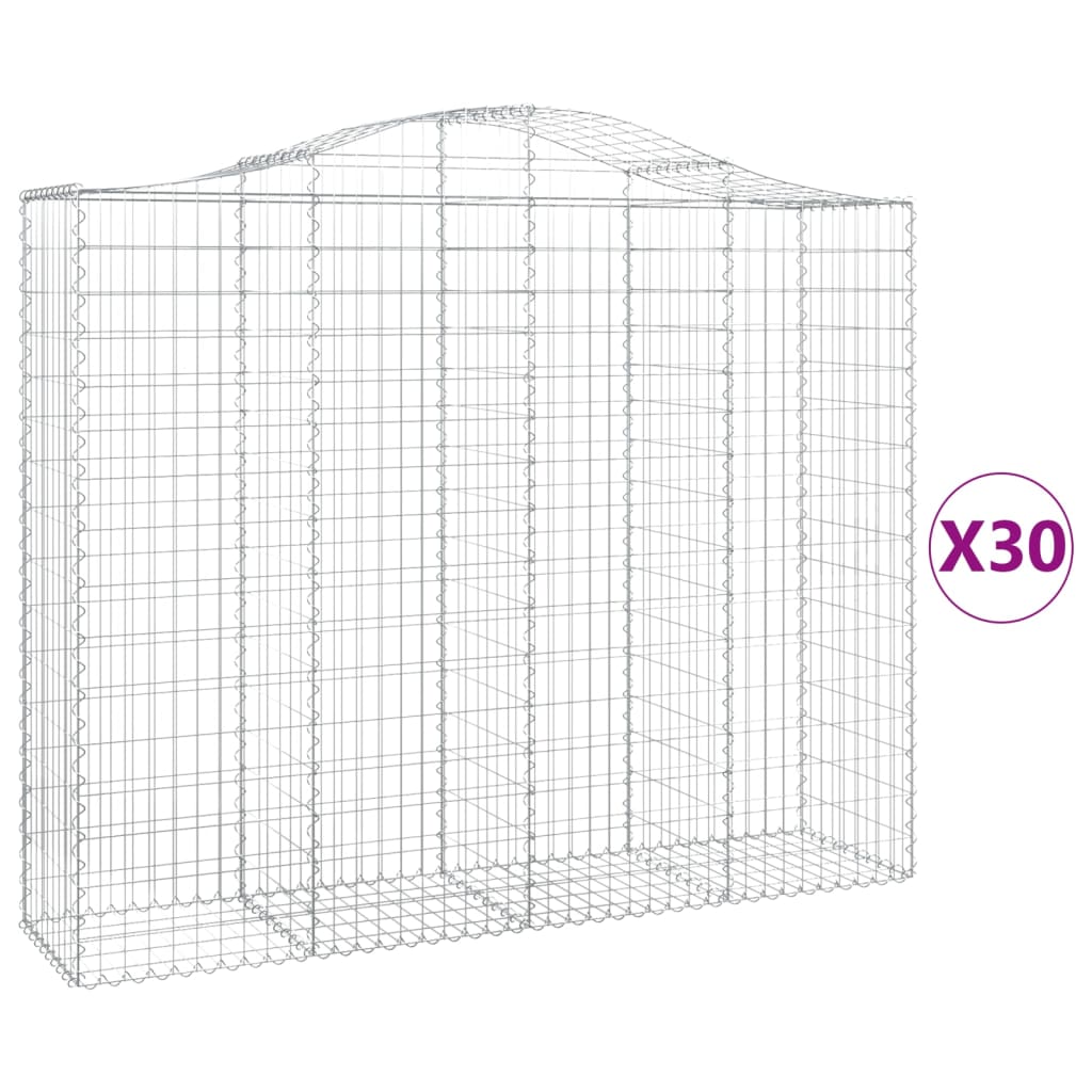 vidaXL Coșuri gabion arcuite 30 buc, 200x50x160/180cm, fier galvanizat