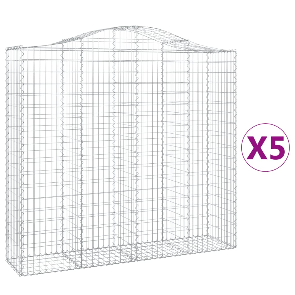 vidaXL Coșuri gabion arcuite 5 buc, 200x50x180/200 cm, fier galvanizat vidaXL Coșuri gabion arcuite 5 buc, 200x50x180/200 cm, fier galvanizat