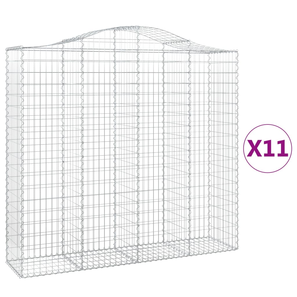 vidaXL Coșuri gabion arcuite 11 buc, 200x50x180/200cm, fier galvanizat vidaXL Coșuri gabion arcuite 11 buc, 200x50x180/200cm, fier galvanizat