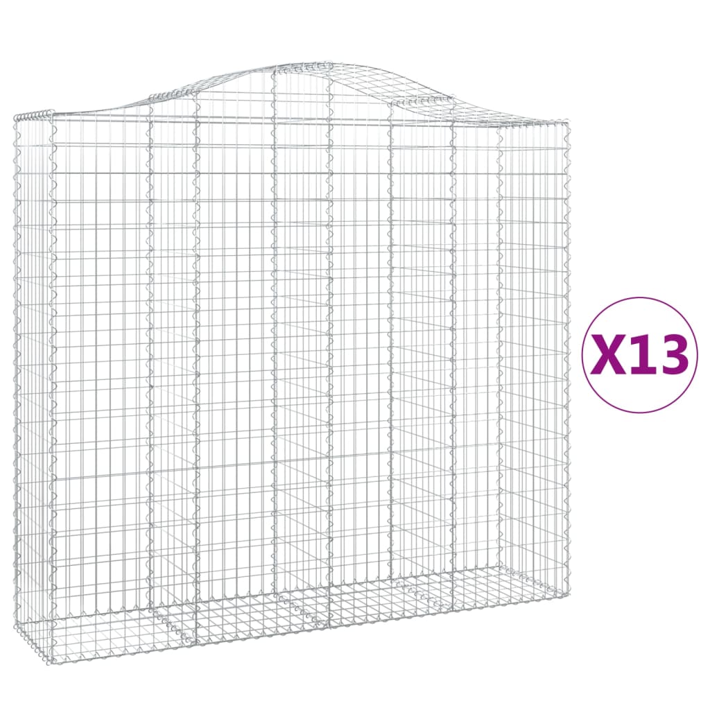 vidaXL Coșuri gabion arcuite 13 buc, 200x50x180/200cm, fier galvanizat vidaXL Coșuri gabion arcuite 13 buc, 200x50x180/200cm, fier galvanizat