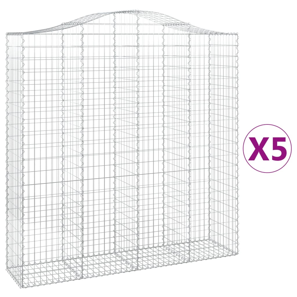 vidaXL Coșuri gabion arcuite, 5 buc 200x50x200/220 cm, fier galvanizat