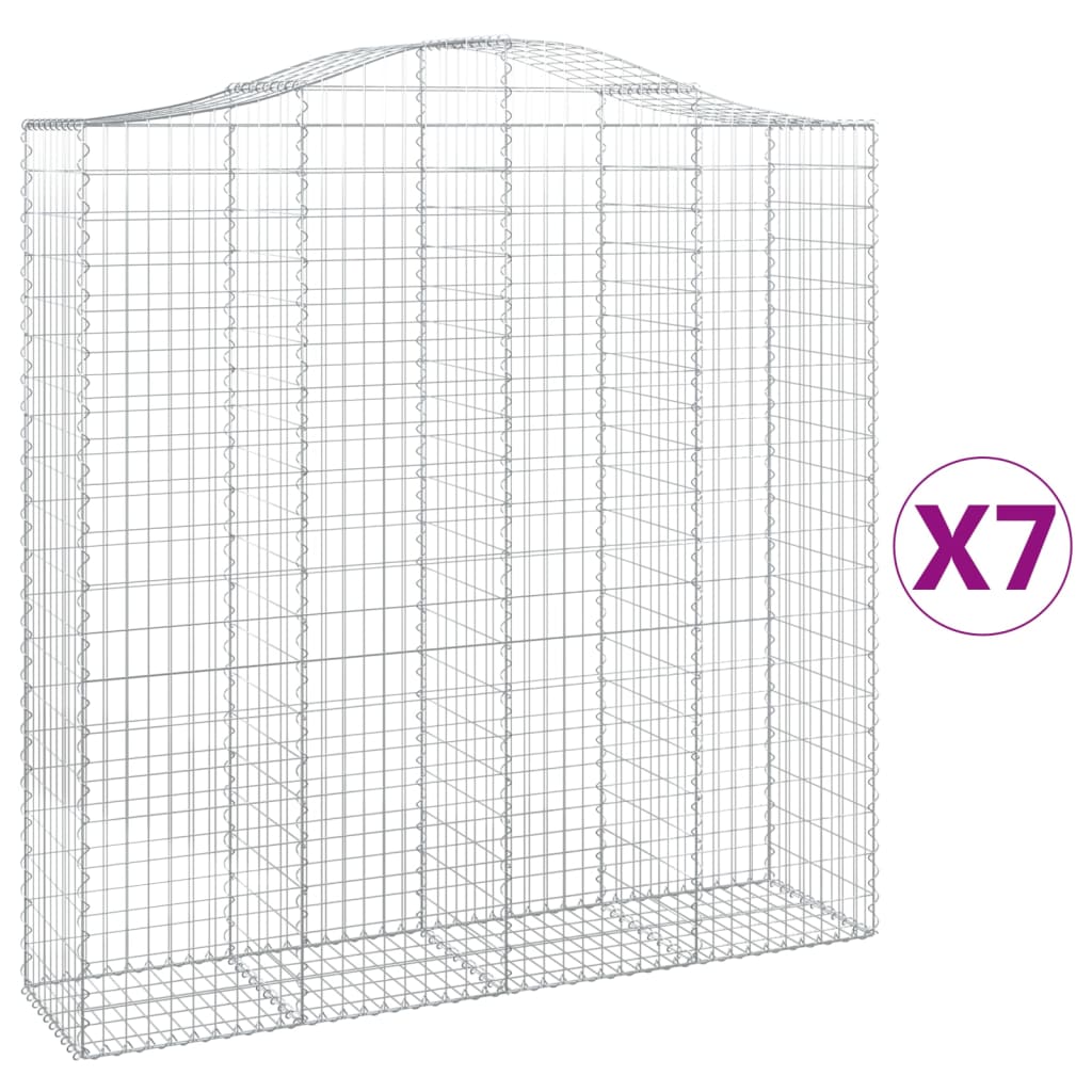vidaXL Coșuri gabion arcuite, 7 buc 200x50x200/220 cm, fier galvanizat