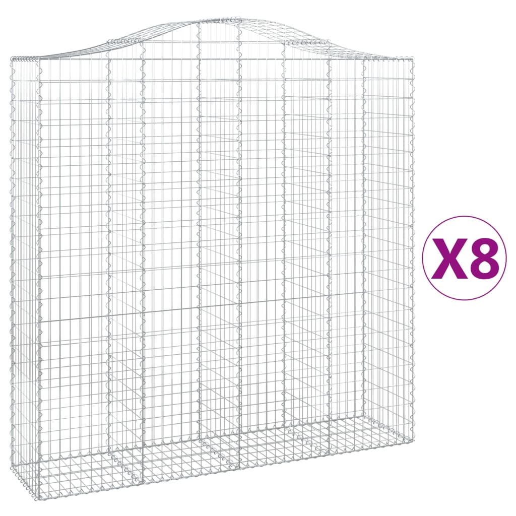 vidaXL Coșuri gabion arcuite, 8 buc 200x50x200/220 cm, fier galvanizat