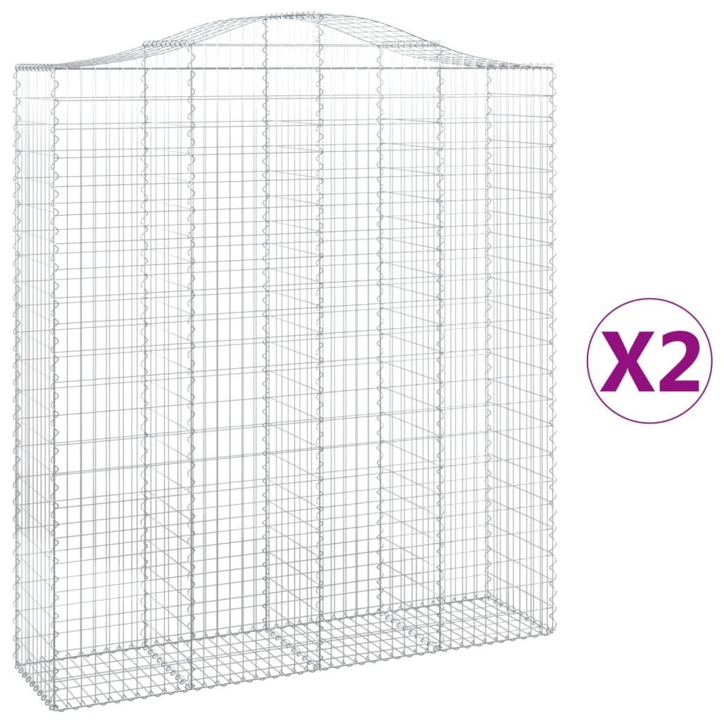 vidaXL Coșuri gabion arcuite, 2 buc, 200x50x220/240cm, fier galvanizat