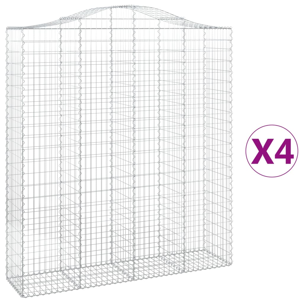 vidaXL Coșuri gabion arcuite, 4 buc, 200x50x220/240cm, fier galvanizat