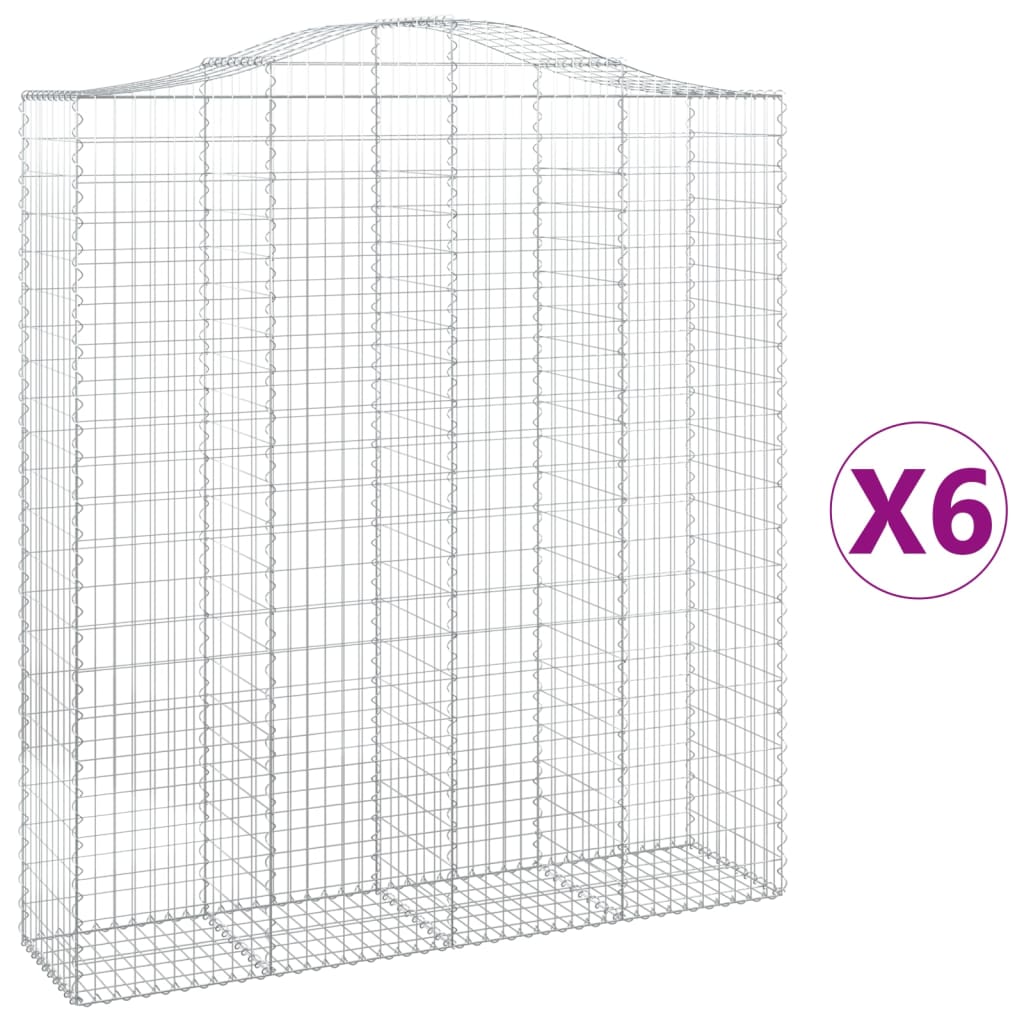 vidaXL Coșuri gabion arcuite, 6 buc, 200x50x220/240cm, fier galvanizat