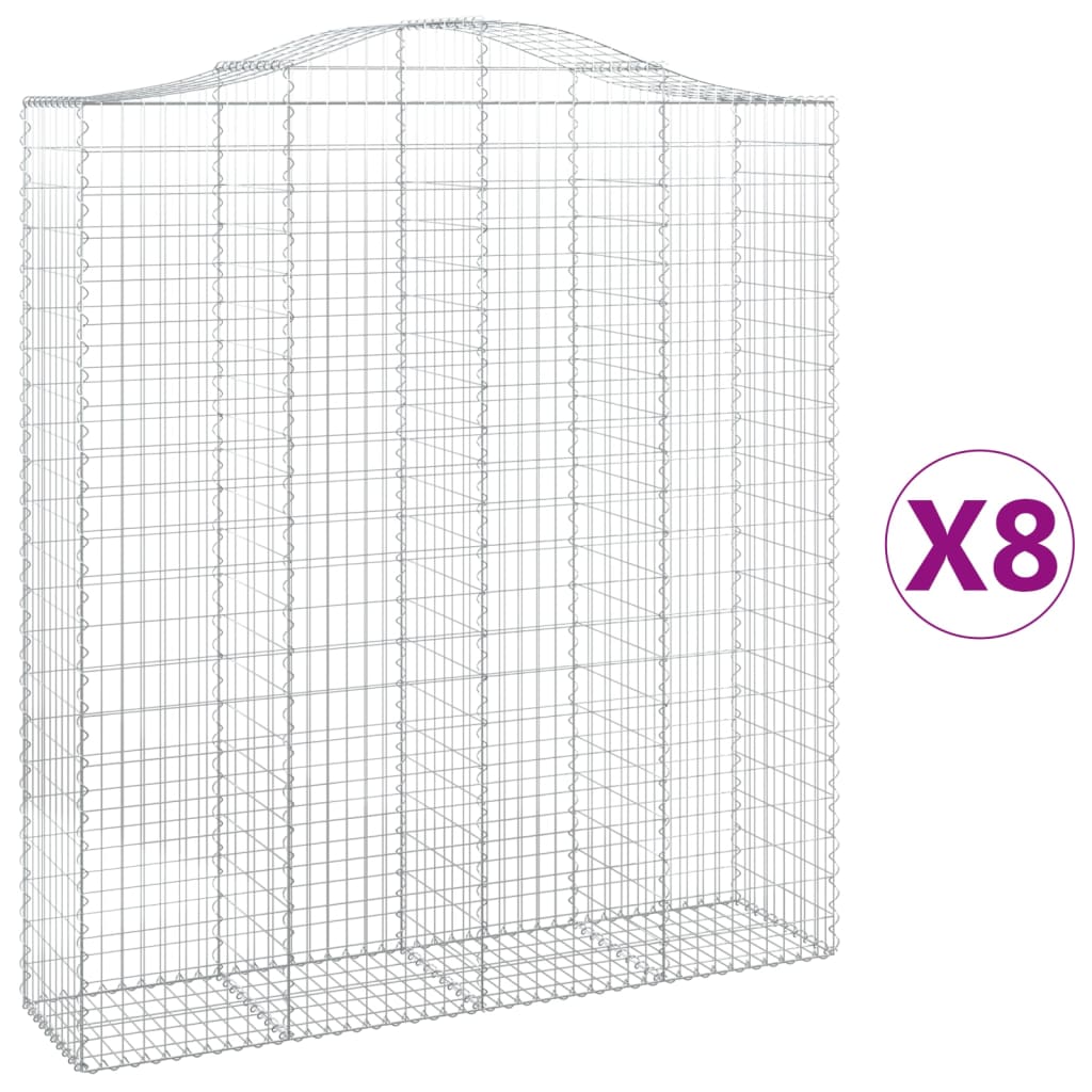vidaXL Coșuri gabion arcuite, 8 buc, 200x50x220/240cm, fier galvanizat