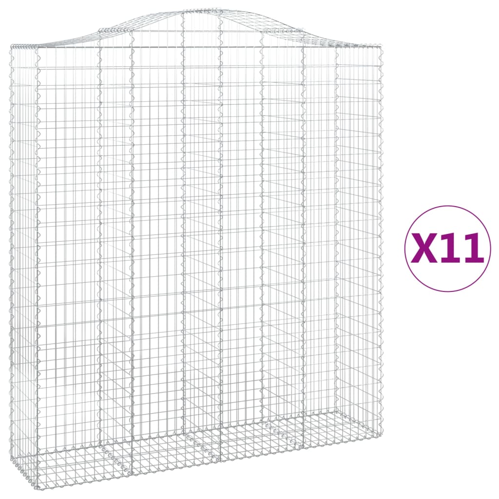 vidaXL Coșuri gabion arcuite, 11 buc 200x50x220/240cm, fier galvanizat vidaXL Coșuri gabion arcuite, 11 buc 200x50x220/240cm, fier galvanizat