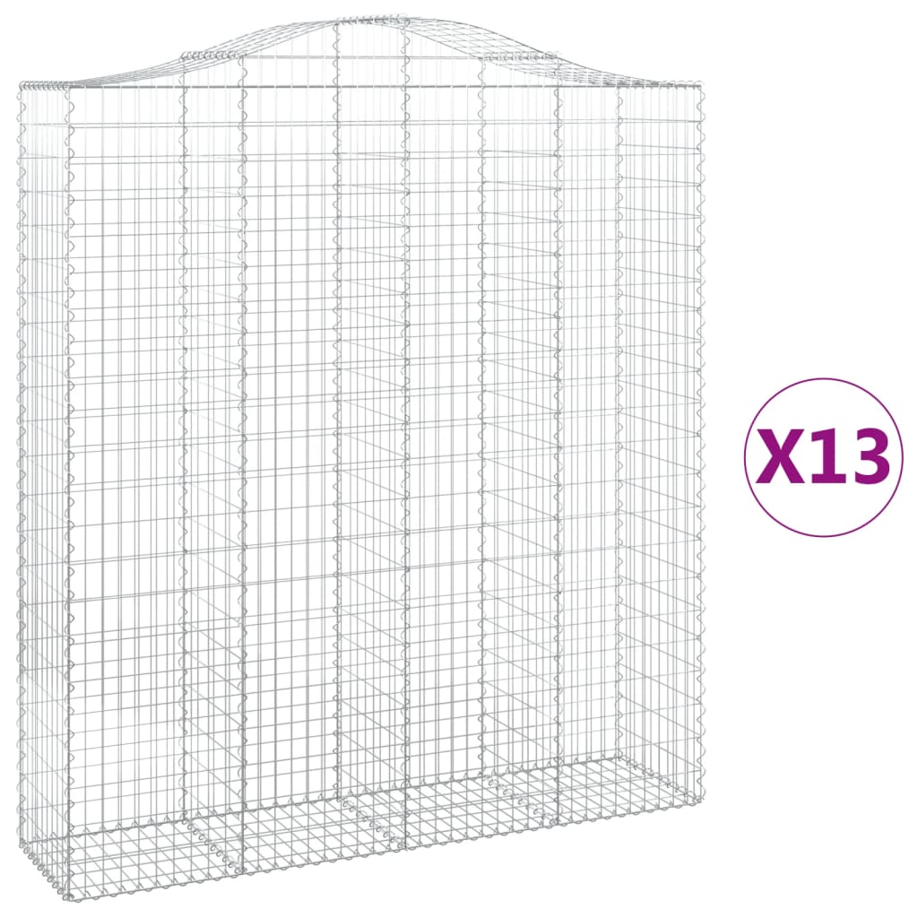 vidaXL Coșuri gabion arcuite, 13 buc 200x50x220/240cm, fier galvanizat vidaXL Coșuri gabion arcuite, 13 buc 200x50x220/240cm, fier galvanizat