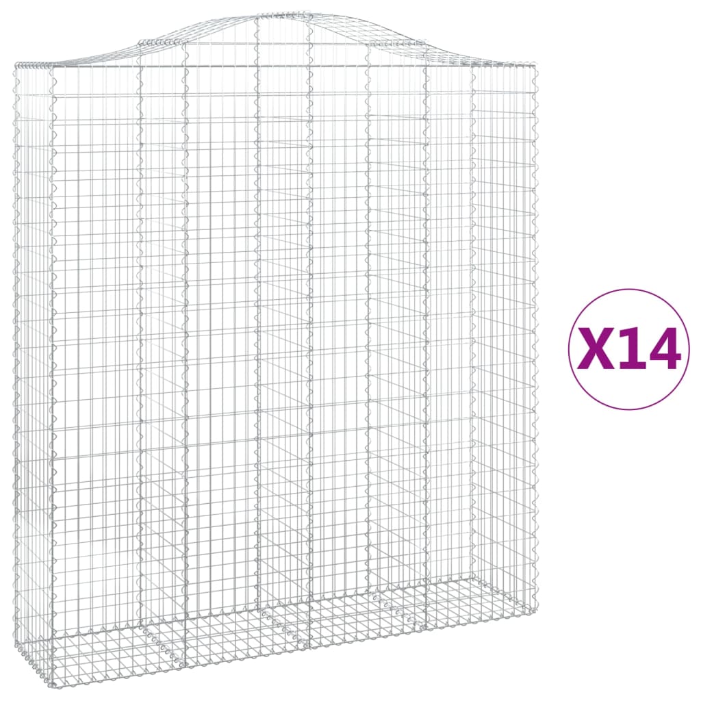 vidaXL Coșuri gabion arcuite, 14 buc 200x50x220/240cm, fier galvanizat